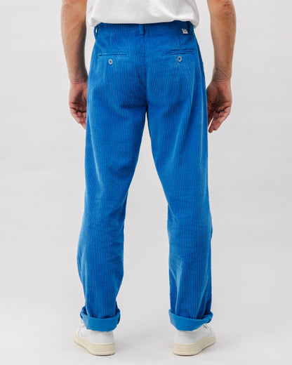 Corduroy Pleated Chino Pants Blue - Sansa London