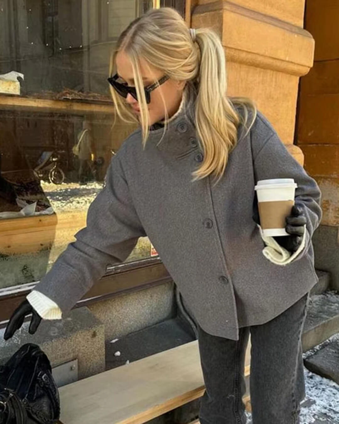 Elegant Rosalia jacket with stand - up collar - Sansa London