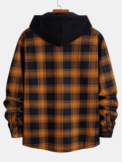 Flannel Fleece Lined Hooded Shirt With Pockets - Sansa London