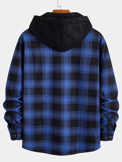Flannel Fleece Lined Hooded Shirt With Pockets - Sansa London