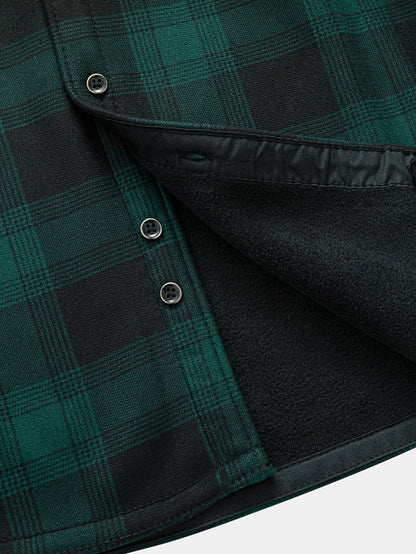 Flannel Fleece Lined Hooded Shirt With Pockets - Sansa London