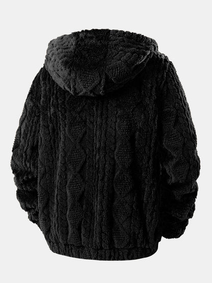 Geometric Jacquard Teddy Hoodie - Sansa London