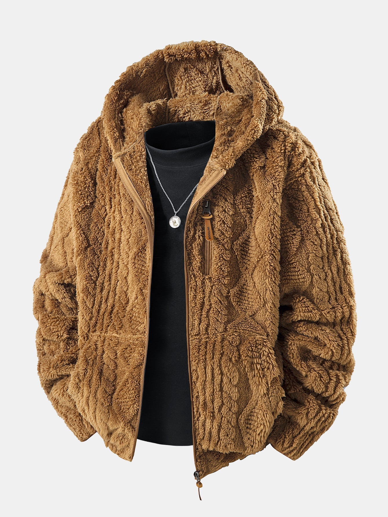 Geometric Jacquard Teddy Hoodie - Sansa London