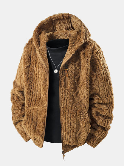 Geometric Jacquard Teddy Hoodie - Sansa London