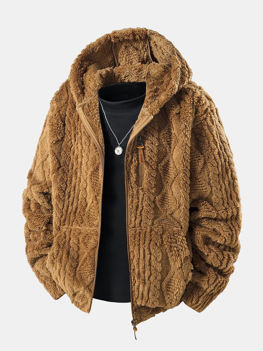 Geometric Jacquard Teddy Hoodie - Sansa London