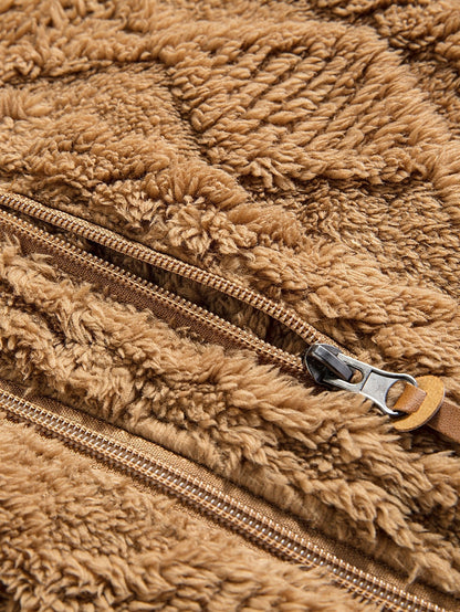 Geometric Jacquard Teddy Hoodie - Sansa London