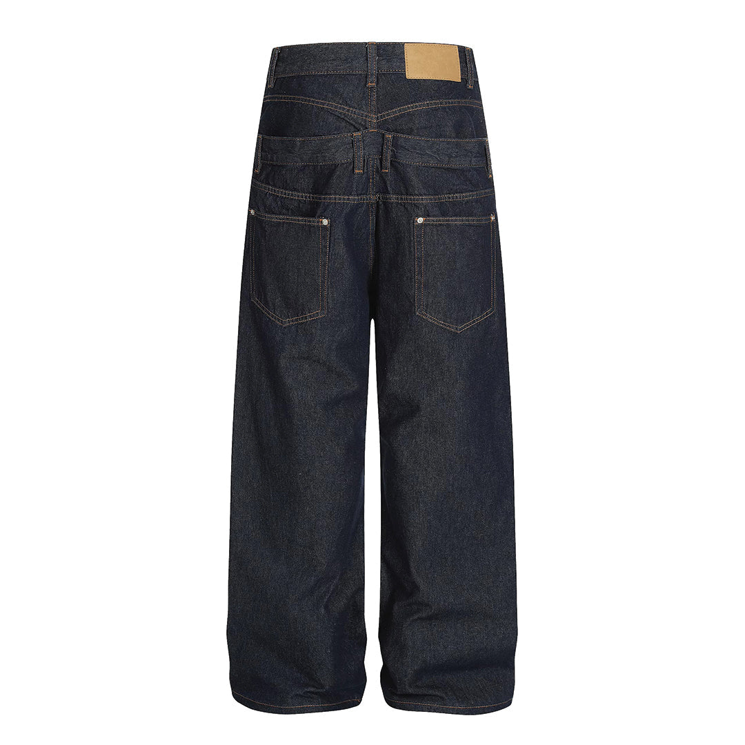 Flared jeans with distressed tassels