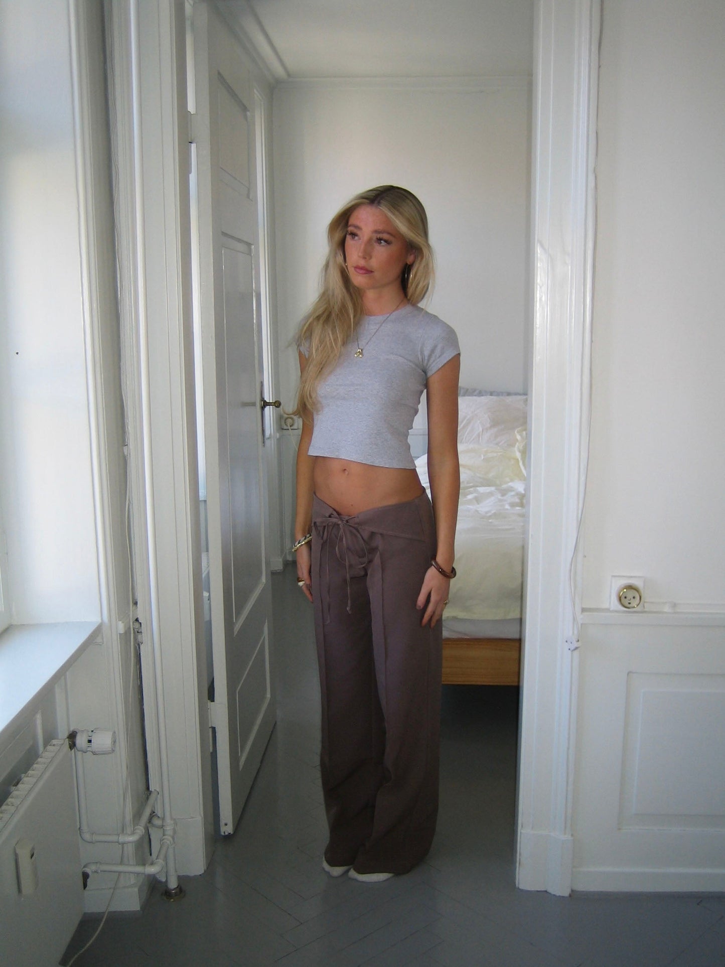 Nula suit pants with tie belt - Taupe