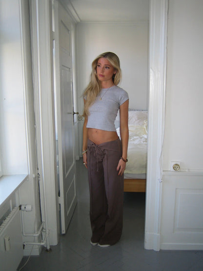 Nula suit pants with tie belt - Taupe