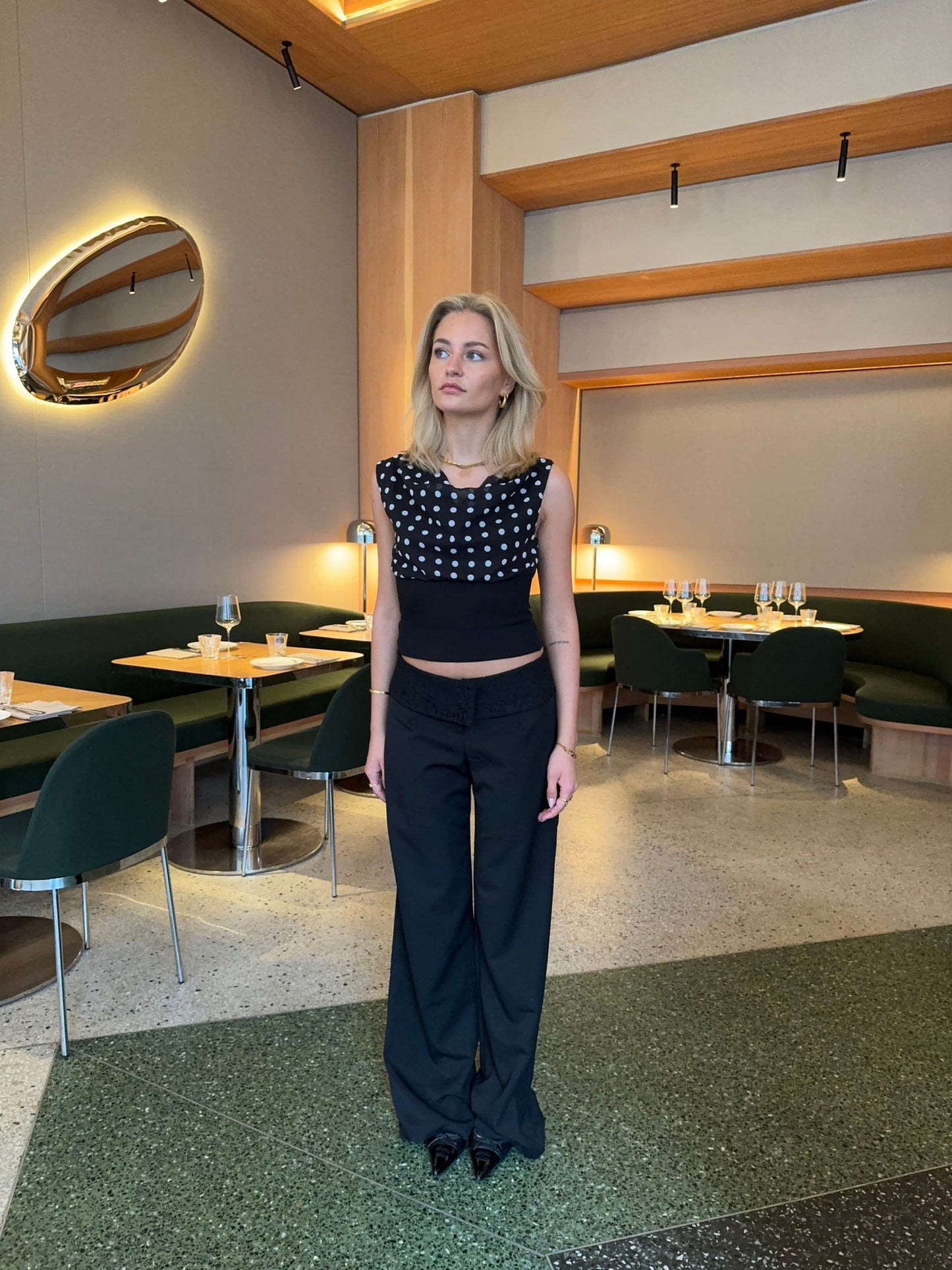 Calsia suit pants with lace trim - Black