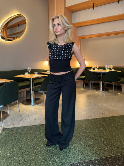 Calsia suit pants with lace trim - Black