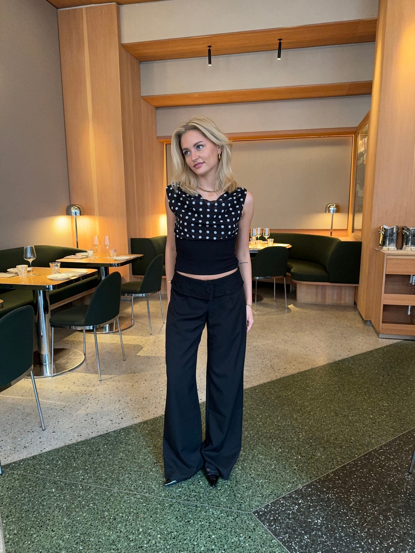 Calsia suit pants with lace trim - Black