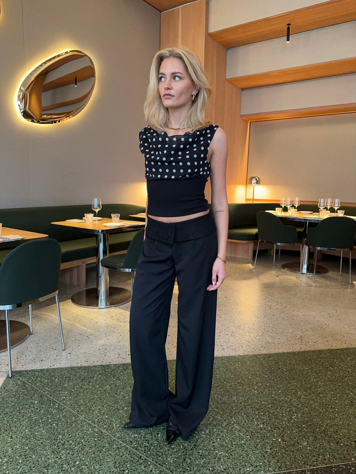 Calsia suit pants with lace trim - Black