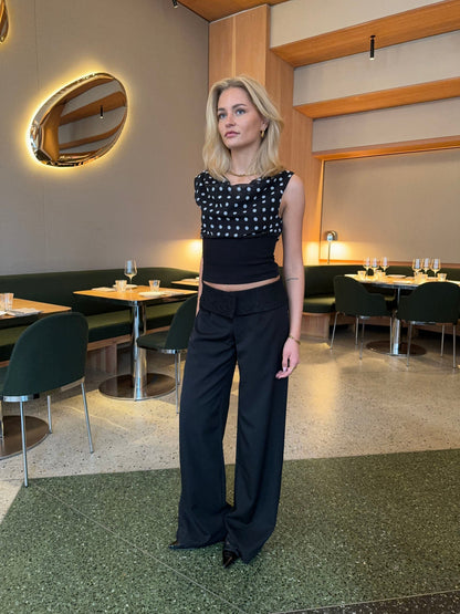 Calsia suit pants with lace trim - Black