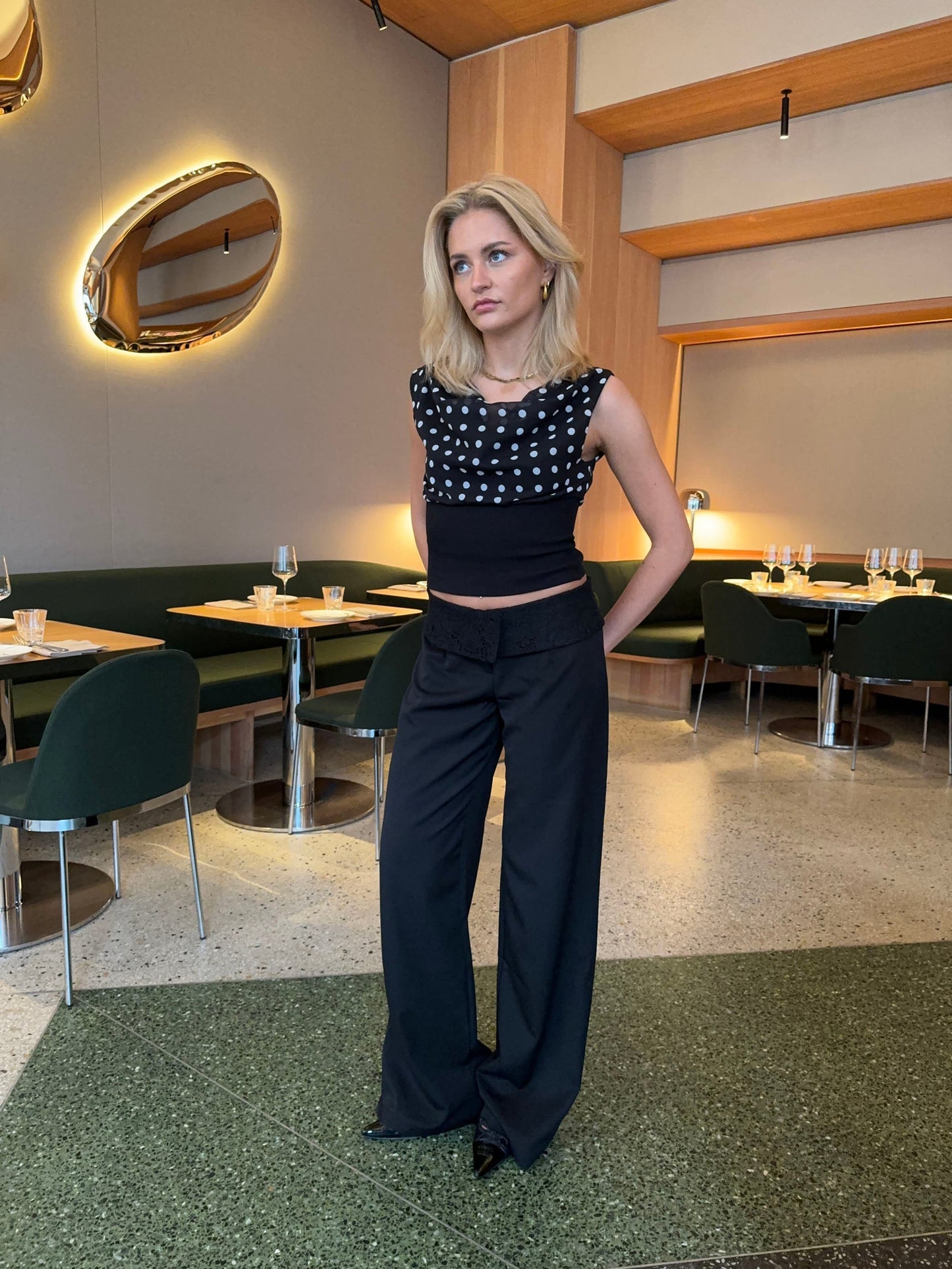 Calsia suit pants with lace trim - Black